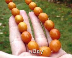 Natural Genuine Baltic Amber BUTTERSCOTCH EGG Yolk Necklace Beads 45.50 g