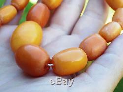 Natural Genuine Baltic Amber BUTTERSCOTCH EGG Yolk Necklace Beads 52.10 g