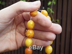 Natural Genuine Baltic Amber BUTTERSCOTCH EGG Yolk Necklace Beads 79 g