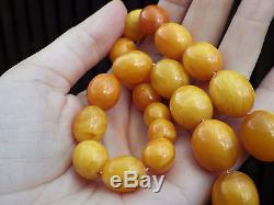 Natural Genuine Baltic Amber BUTTERSCOTCH EGG Yolk Necklace Beads 79 g