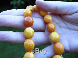 Natural Genuine Baltic Amber BUTTERSCOTCH EGG Yolk Necklace Beads 82.20 g