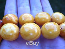 Natural Genuine Baltic Amber BUTTERSCOTCH EGG Yolk Necklace Beads 82.20 g