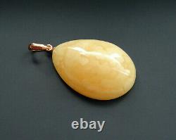 Natural Genuine Butterscotch Egg Yolk Baltic Amber Pendant+Gold 585