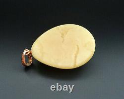 Natural Genuine Butterscotch Egg Yolk Baltic Amber Pendant+Gold 585