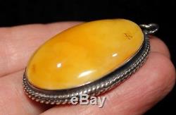 Natural Genuine Butterscotch Egg Yolk Baltic Amber Pendant Silver 925