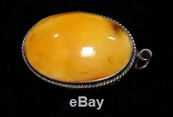 Natural Genuine Butterscotch Egg Yolk Baltic Amber Pendant Silver 925