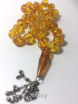 Natural Large Transparent Baltic Amber Butterscotch Kerhibar Prayer Beads