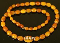 Natural OLD Antique 18.6g Butterscotch Egg Yolk Baltic Amber Stone Necklace C925