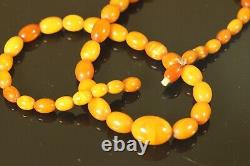 Natural OLD Antique 18.6g Butterscotch Egg Yolk Baltic Amber Stone Necklace C925