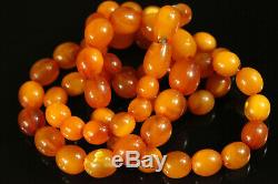 Natural OLD Antique 19.4g Butterscotch Egg Yolk Baltic Amber Stone Necklace C126