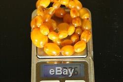 Natural OLD Antique 27.6g Butterscotch Egg Yolk Baltic Amber Stone Necklace C171