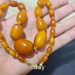 Natural OLD Antique 38.5g Butterscotch Egg Yolk Baltic Amber Stone Necklace