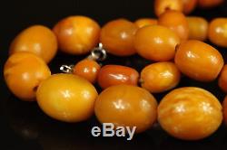 Natural OLD Antique 39.2g Butterscotch Egg Yolk Baltic Amber Stone Necklace B338