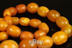 Natural OLD Antique 39.2g Butterscotch Egg Yolk Baltic Amber Stone Necklace B338