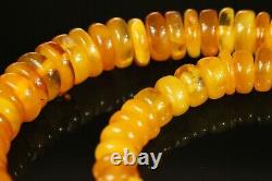 Natural OLD Antique 50.3g Butterscotch Egg Yolk Baltic Amber Stone Necklace B897