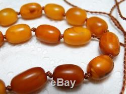 Natural Old Antique Butterscotch Egg Yolk Beads Baltic Amber Necklace 38,5 Grams
