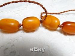 Natural Old Antique Butterscotch Egg Yolk Beads Baltic Amber Necklace 38,5 Grams