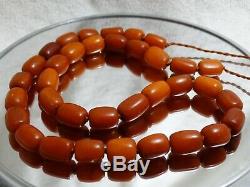 Natural Old Antique Butterscotch Egg Yolk Beads Baltic Amber Necklace 46 Grams