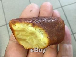 Natural Old Baltic Amber Stone Pendant Butterscotch color, 21.3gr