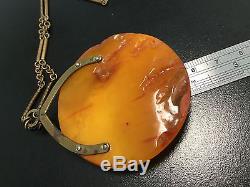 Natural Old Baltic Amber Stone Pendant Butterscotch color, 23gr