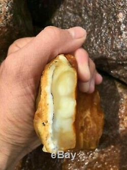 Natural Old White Amber Stone 253g