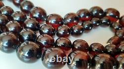 Natural RED Amber necklace, beads genuine Baltic 86 grams