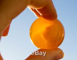 Natural Raw Baltic Amber stone, bead, ball sphere butterscotch egg yolk color