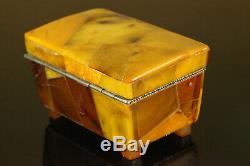 Natural Vintage 132g. Butterscotch Egg Yolk Baltic Amber Stone jewelry Box C297