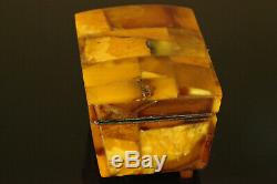 Natural Vintage 158. G. Butterscotch Egg Yolk Baltic Amber Stone jewelry Box C298