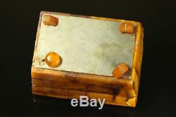 Natural Vintage 158. G. Butterscotch Egg Yolk Baltic Amber Stone jewelry Box C298