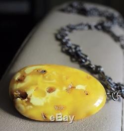 Natural Vintage Baltic Amber Butterscotch Yellow Pendant Necklace 14,0 Gr