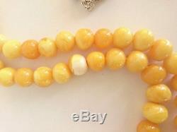 Natural White-Milk Baltic Amber Islamic Beads Rosary Prayer 32.2 Gram
