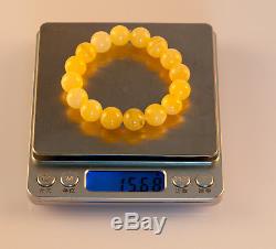 Natural Yellow Baltic Amber Round Bracelet! 15.68g R101024
