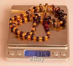 Natural Yellow / Brown BALTIC AMBER Necklace 13.64g R101046