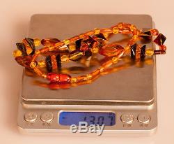 Natural Yellow Brown Cognac Baltic Amber Bead Necklace 13.07g R101057
