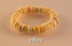 Natural Yellow Milky Baltic Amber Disc Bracelet 21.95g R101023