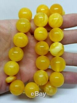 Natural baltic amber ISLAMIC 33 PRAYER BEADS ROSARY Honey Marble Egg Yolk 88,42g
