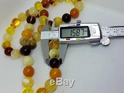 Natural baltic amber ISLAMIC 45 PRAYER BEADS Big ROSARY Multicolors 121 gr