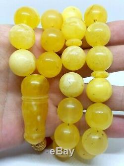 Natural baltic amber ISLAMIC 45 PRAYER BEADS ROSARY Honey Marble Muddy 100.3gr