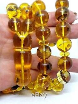 Natural baltic amber ISLAMIC 45 PRAYER BEADS ROSARY Honey WithInclusions 87.20 gr