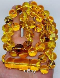 Natural baltic amber ISLAMIC 45 PRAYER BEADS ROSARY Honey WithInclusions 87.20 gr