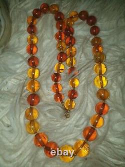 Natural baltic amber necklace with the look Gold 750
