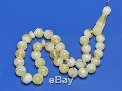 Natural baltic amber rosary prayer white beige amber tesbih