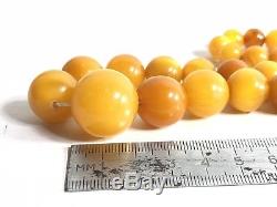 Natural old baltic amber necklace egg yolk butterscotch round beads 65gr