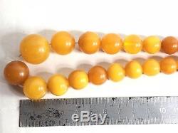 Natural old baltic amber necklace egg yolk butterscotch round beads 65gr