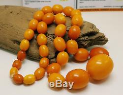 Necklace Natural Amber Baltic Bead Old 37,4g Vintage R-001