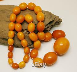 Necklace Natural Amber Baltic Bead Old 37,4g Vintage R-001