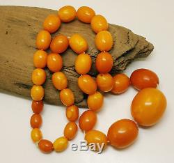 Necklace Natural Amber Baltic Bead Old 37,4g Vintage R-001