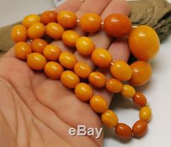 Necklace Natural Amber Baltic Bead Old 37,4g Vintage R-001