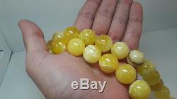 Necklace Natural Baltic Amber Stone 161g White Old Vintage Rare Z-103